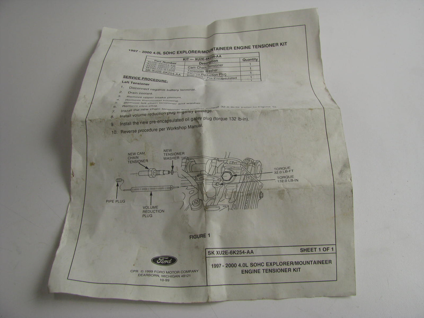 NEW - OEM Ford XU2Z-6K254-AA Engine Timing Chain Tensioner 2001-2004 4.0L