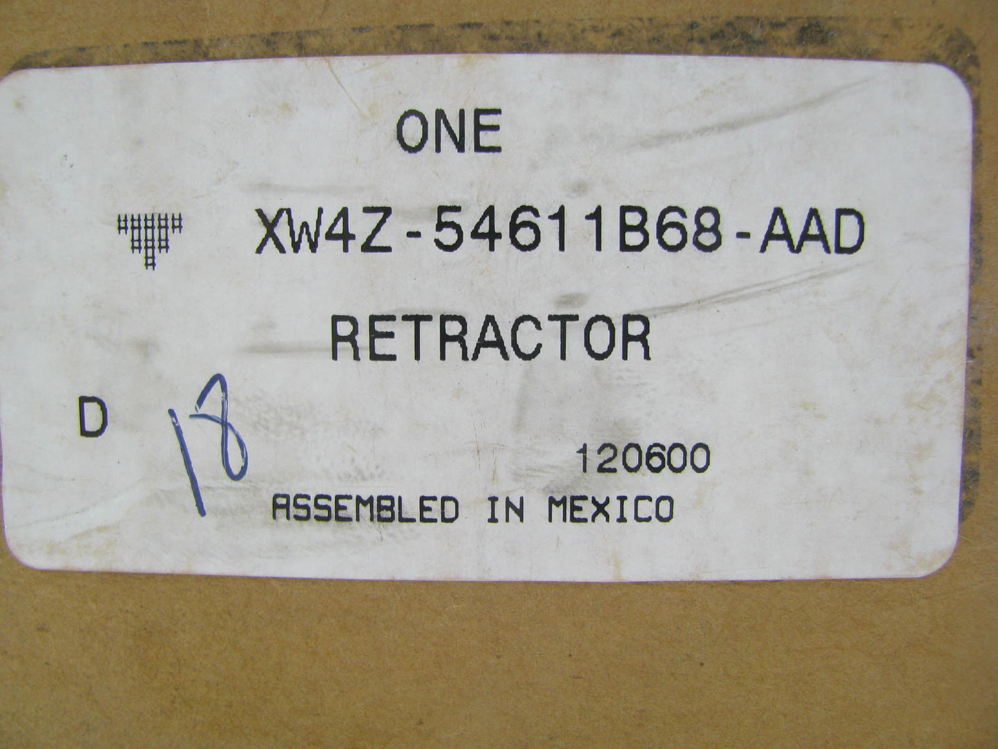 NEW - OEM Ford XW4Z-5611B68-AAD Rear Right Seat Belt Retractor Assembly