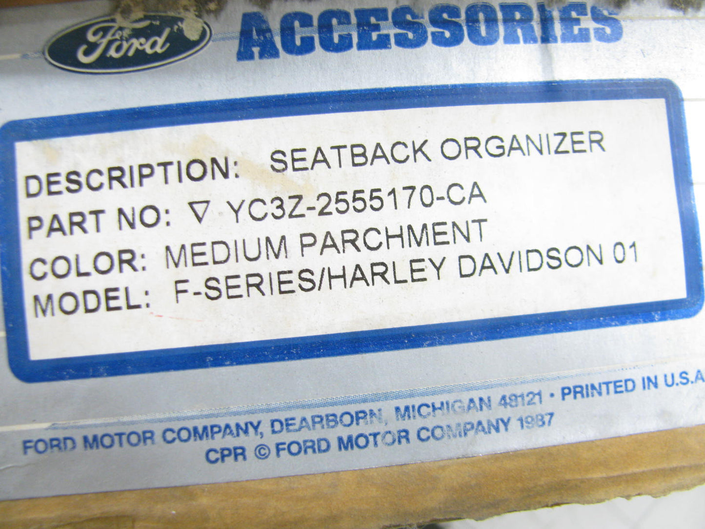 NEW - OEM Ford YC3Z-2555170-CA Seat Back Organizer 01 Super Duty Med. Parchment