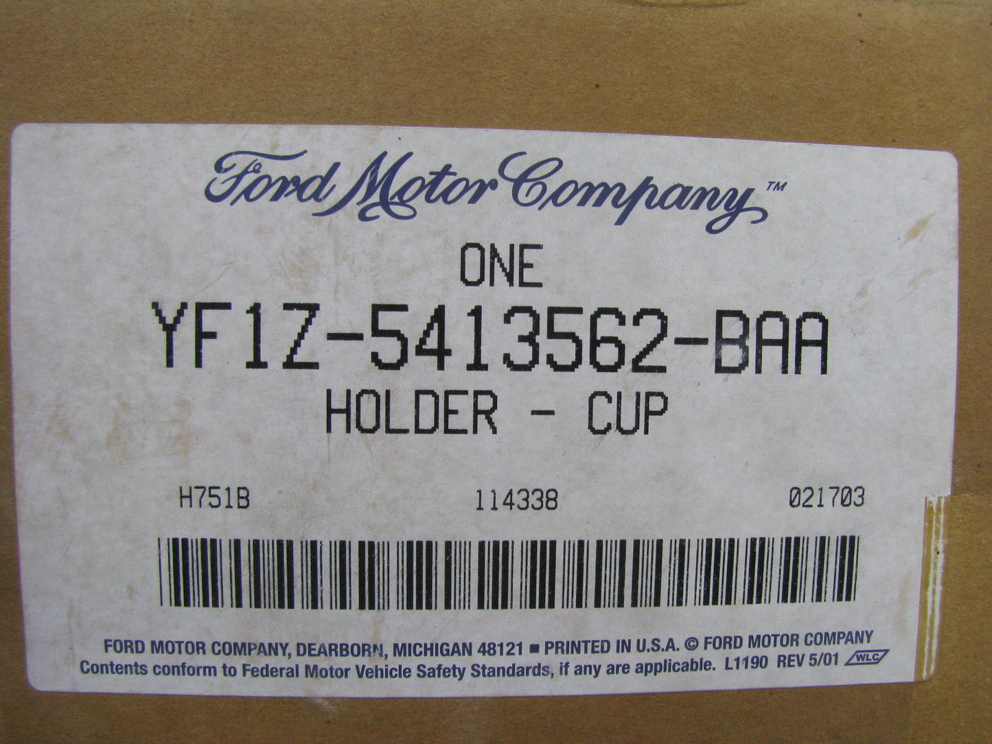 NEW - OEM Ford YF1Z-5413562-BAA Center Console Rear Cupholder - Medium Parchment