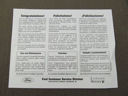 Medium Dark Parchment Brown NOS OEM Ford Floor Mat Set YL3Z-1513086-DAA Type 2