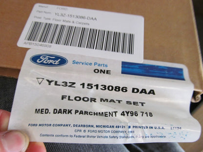 Medium Dark Parchment Brown NOS OEM Ford Floor Mat Set YL3Z-1513086-DAA Type 2