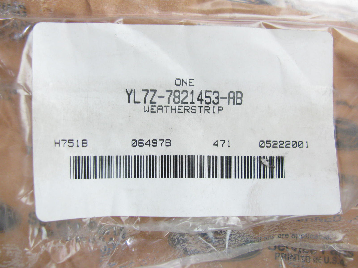 NEW - OEM Ford YL7Z-7821453-AB Front Left Drivers Door Window Weatherstrip Seal