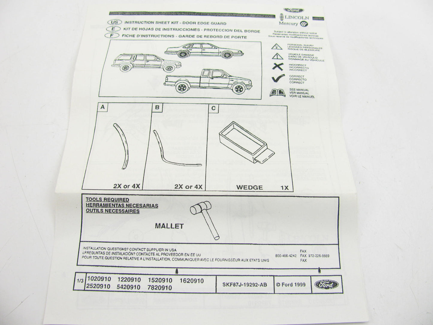 SET - OEM Ford YL8Z-7820910-AA STAINLESS STEEL Door Edge Gaurds For 01-06 Escape