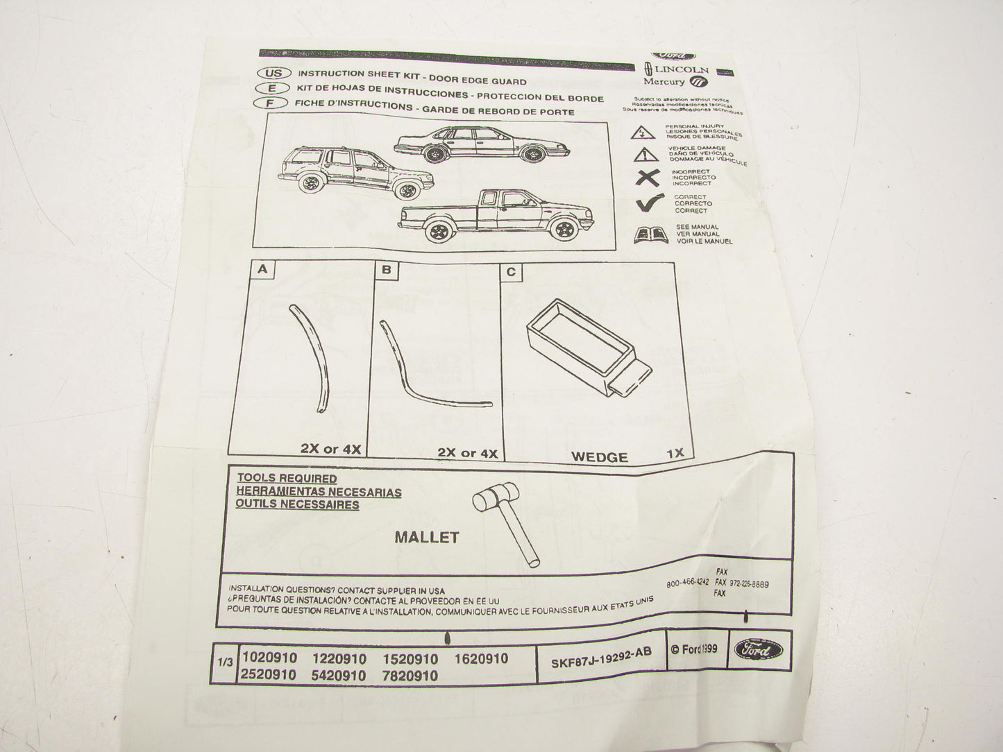NEW - OEM Ford Stainless Steel Door Edge Guard Kit For 2000-04 Ford Focus SEDAN