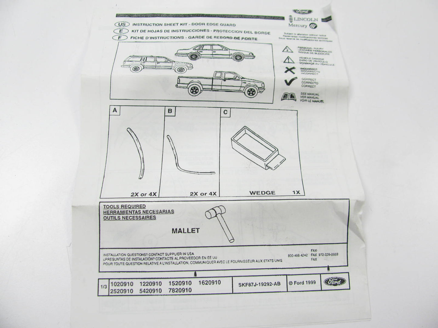 OEM Ford Matte Black 4pc Door Edge Guard Kit YS4Z5420910BA For 00-04 Focus Sedan