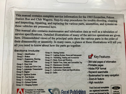 Forel Publishing USB-10039 Shop Manual - 1965 Ford Econoline, Comes On USB Stick