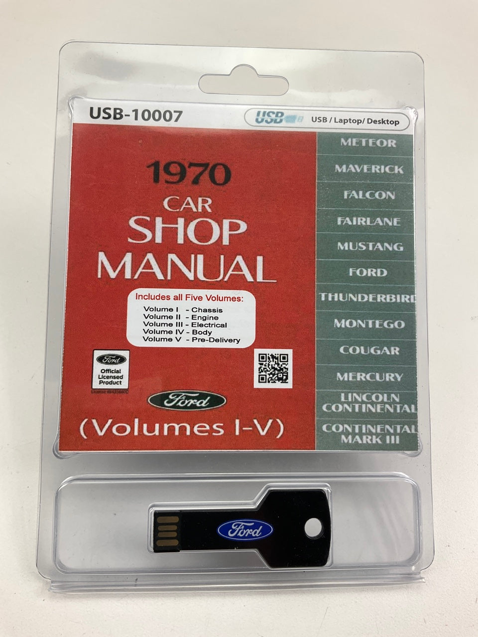 1970 Ford, Mercury, & Lincoln Car Shop Manual, Volume I-V (USB) USB10007