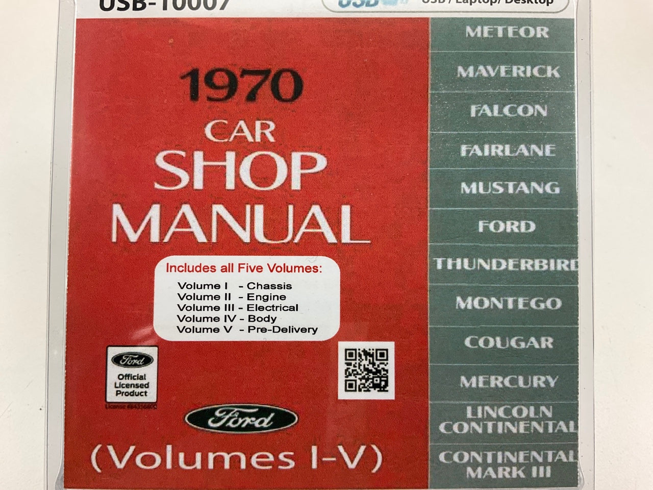 1970 Ford, Mercury, & Lincoln Car Shop Manual, Volume I-V (USB) USB10007