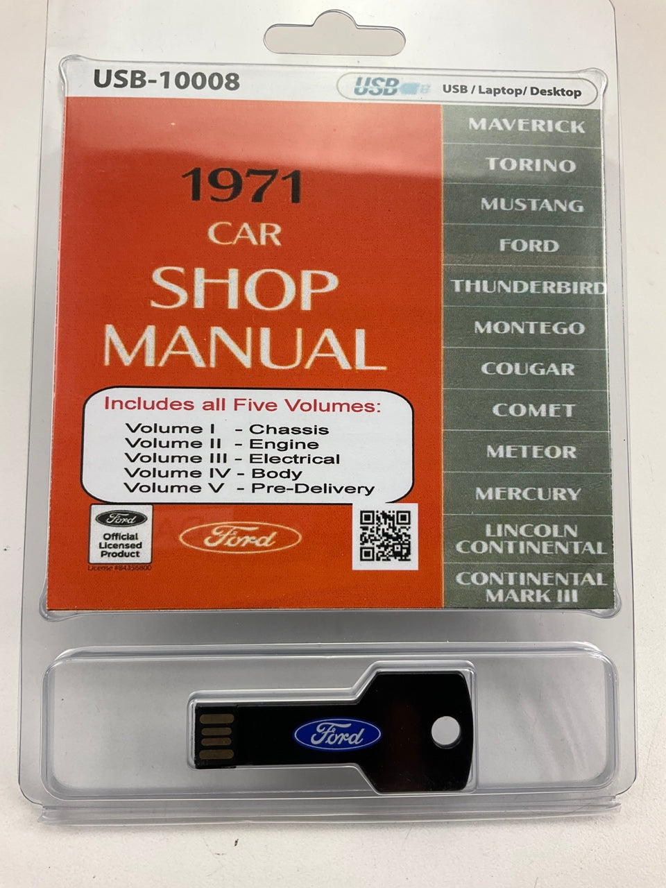 1971 Ford, Mercury, & Lincoln Car Shop Manual, Volume I-V (USB) USB10008