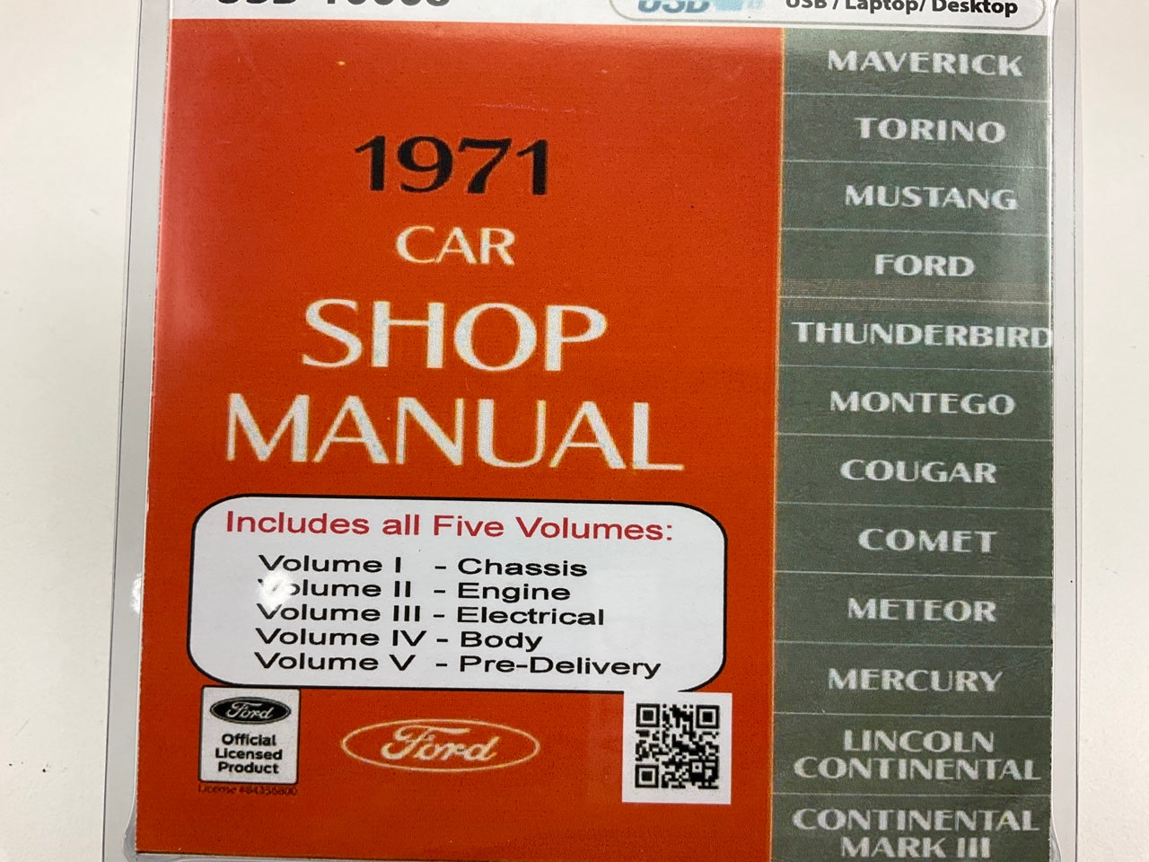 1971 Ford, Mercury, & Lincoln Car Shop Manual, Volume I-V (USB) USB10008