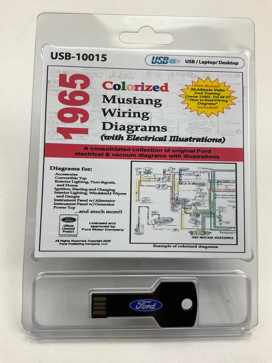 1965 Colorized Mustang Wiring And Vacuum Diagrams Manual (USB) USB10015