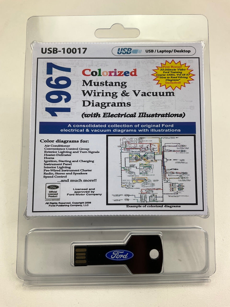 1967 Colorized Mustang Wiring And Vacuum Diagrams Manual (USB) USB10017