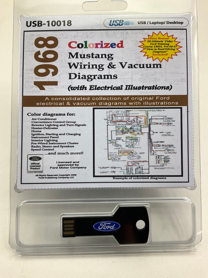 1968 Colorized Mustang Wiring And Vacuum Diagrams Manual (USB) USB10018