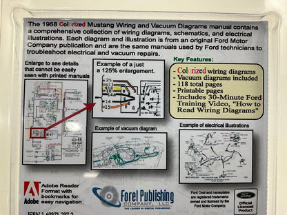 1968 Colorized Mustang Wiring And Vacuum Diagrams Manual (USB) USB10018