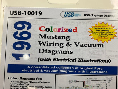 1969 Colorized Mustang Wiring And Vacuum Diagrams Manual (USB) USB10019