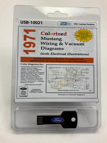 1971 Colorized Mustang Wiring And Vacuum Diagrams Manual (USB) USB10021