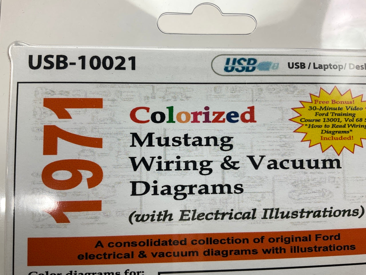 1971 Colorized Mustang Wiring And Vacuum Diagrams Manual (USB) USB10021