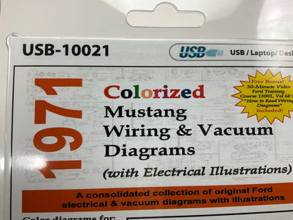 1971 Colorized Mustang Wiring And Vacuum Diagrams Manual (USB) USB10021