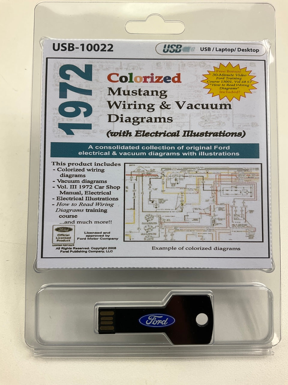 1972 Colorized Mustang Wiring And Vacuum Diagrams Manual (USB) USB10022