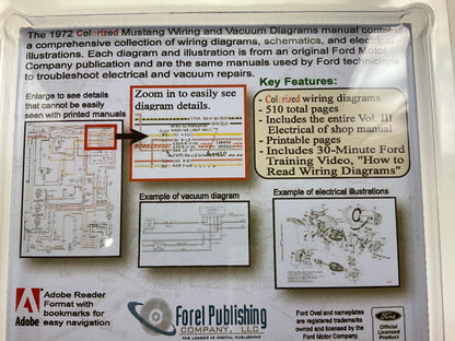 1972 Colorized Mustang Wiring And Vacuum Diagrams Manual (USB) USB10022