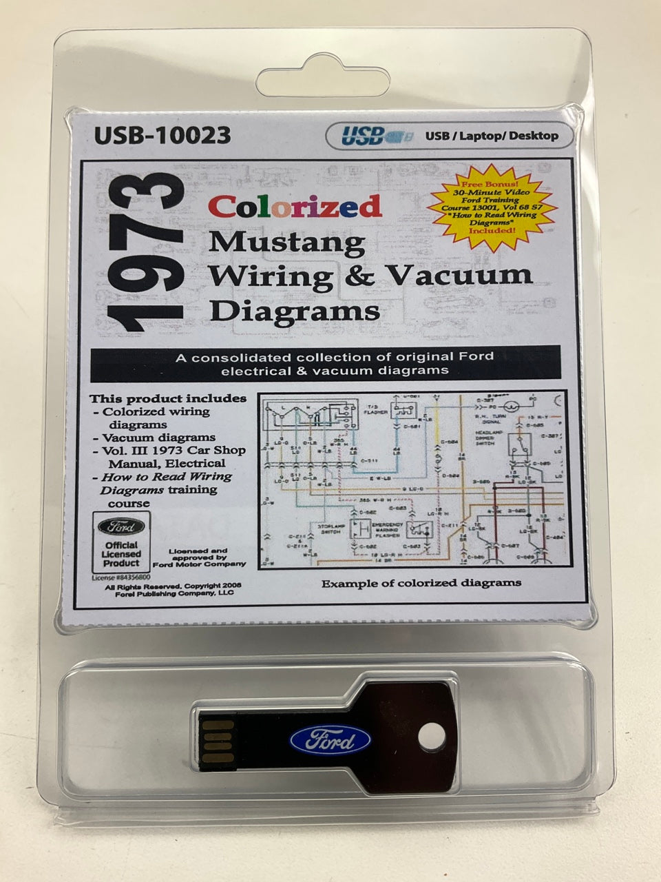 1973 Colorized Mustang Wiring And Vacuum Diagrams Manual (USB) USB10023