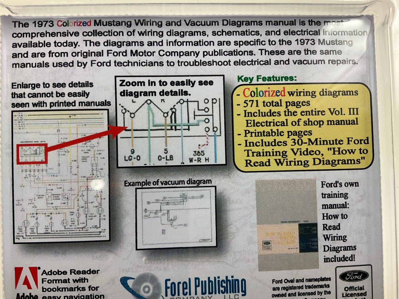 1973 Colorized Mustang Wiring And Vacuum Diagrams Manual (USB) USB10023