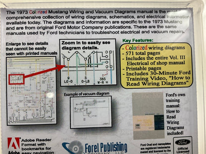 1973 Colorized Mustang Wiring And Vacuum Diagrams Manual (USB) USB10023