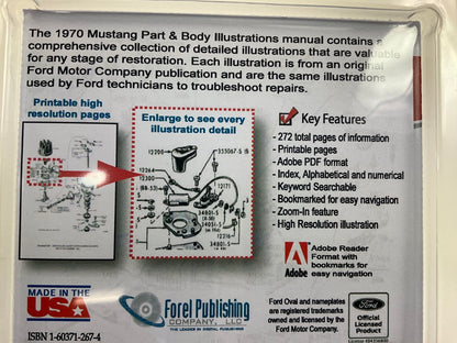 1970 Mustang Part And Body Illustrations Manual (USB) USB10048