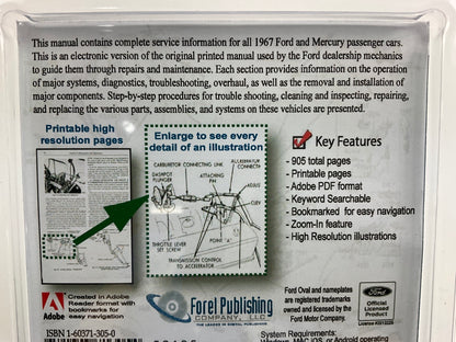 1967 Ford And Mercury Shop Manual (USB) USB10267