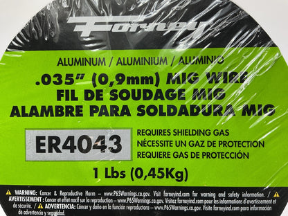 Forney 42296 ER4043, MIG Welding Wire, Aluminum, .035 In Diameter X 1 Pound