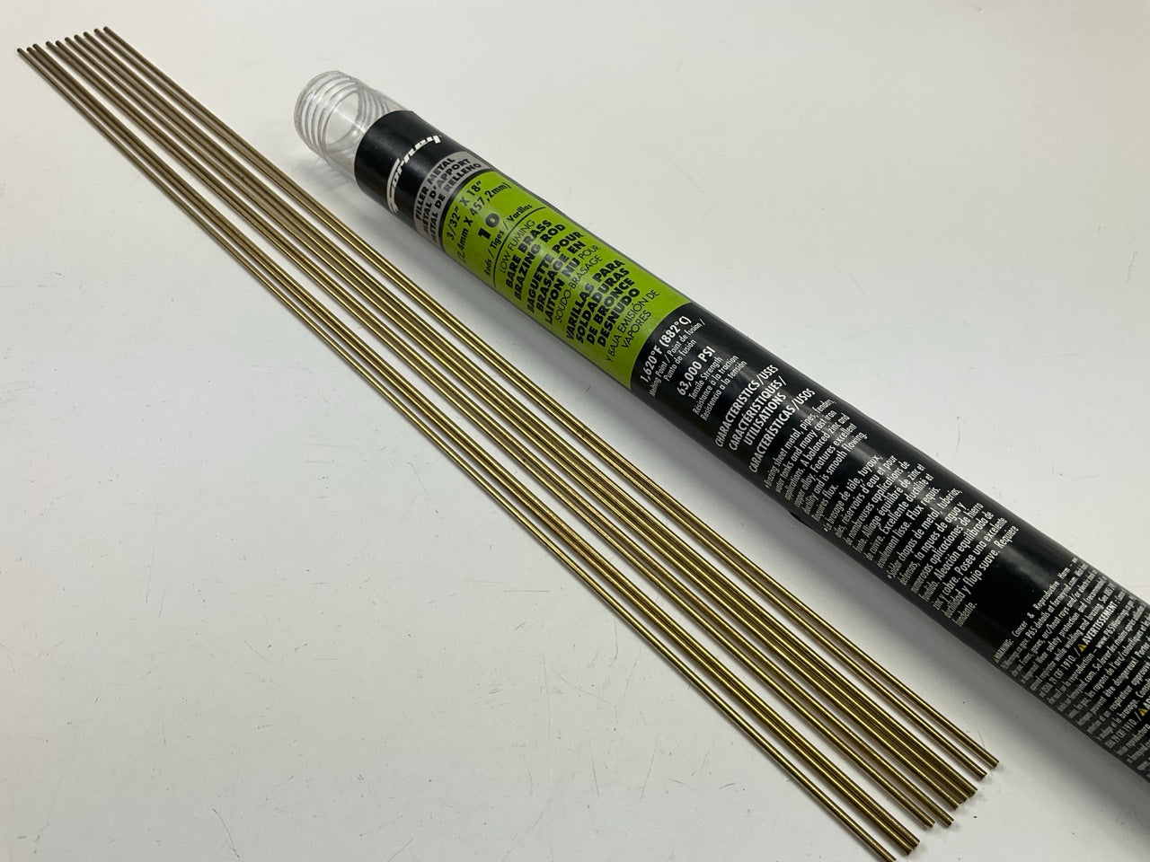 Forney 48300 Bare Brass Gas Brazing Rods, 3/32-Inch X 18-Inch, 10-Rods