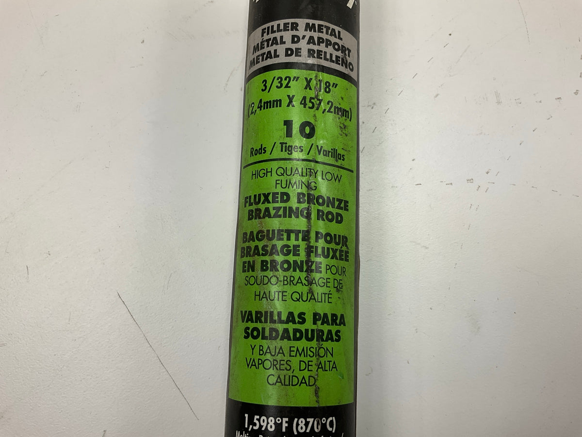 10 Pcs. Forney 48490 Fluxed Bronze Brazing Rod 3/32 X 18''