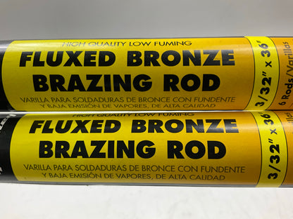 36 Pcs - Forney 48492 Fluxed Bronze Brazing Rod 3/32 X 36'' - 6 Packs Of 6 Each