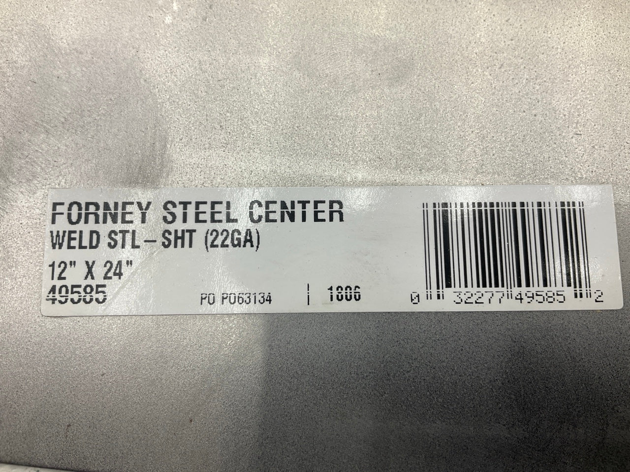 Forney 49585 Sheet Metal, 22 Gauge - 12'' X 24'' Material, A36 Mild Carbon Steel