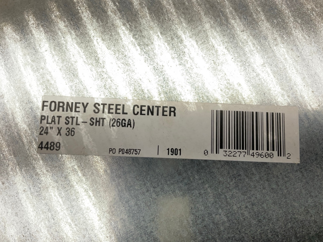 Forney 49600 - 24'' X 36'' - 26 Ga Galvanized Steel Sheet Metal, Grade 60