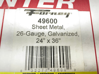Forney 49600 - 24'' X 36'' - 26 Ga Galvanized Steel Sheet Metal, Grade 60