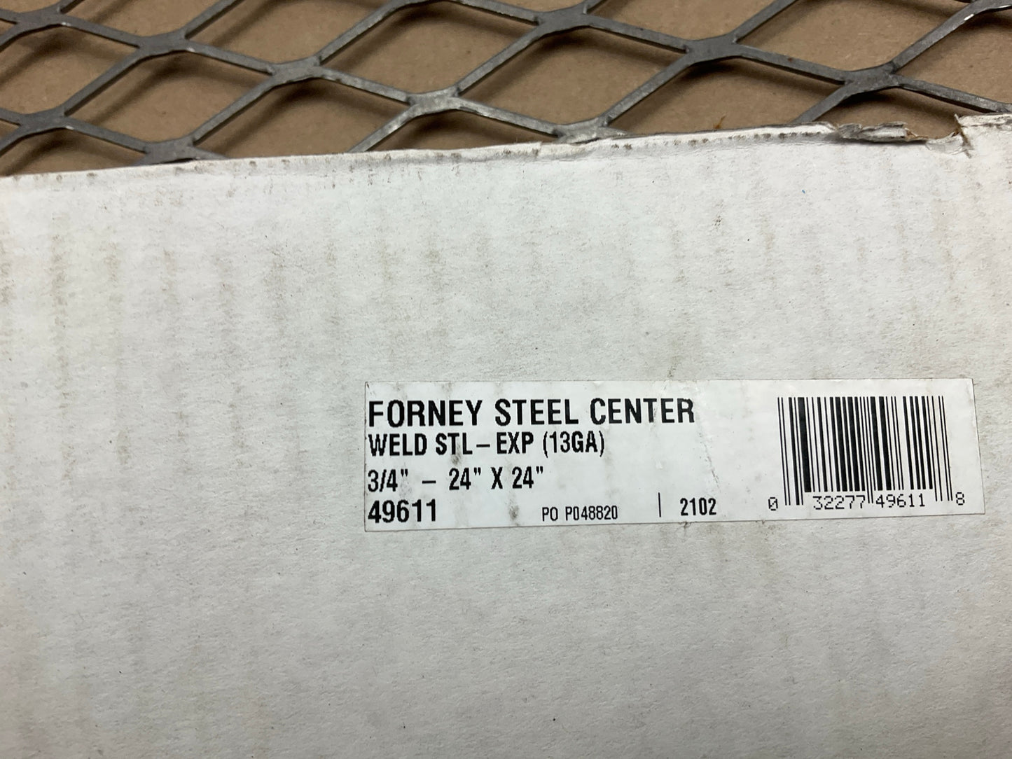 Forney 49611 - 24'' X 24'' - 13 Gauge Steel Expanded Metal - 3/4'' O/C Spacing
