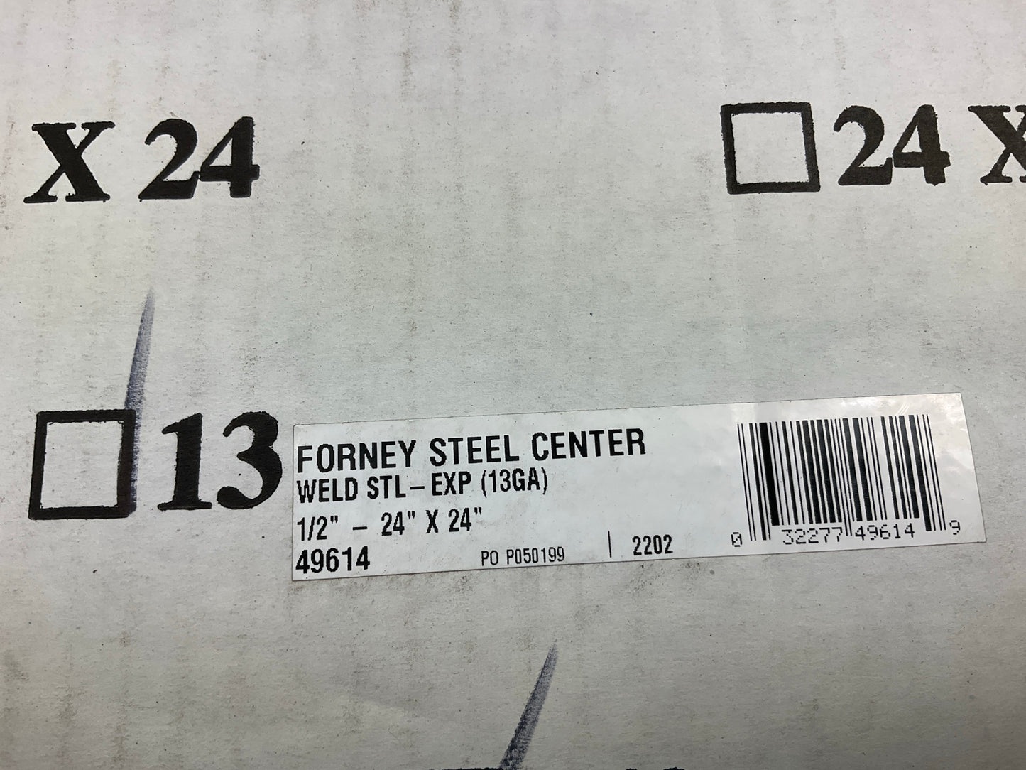 Forney 49614 - 24'' X 24'' - 13 Gauge Steel Expanded Metal - 1/2'' O/C Spacing