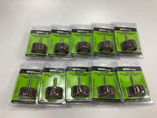 (10)  Forney 60185 Flap Wheel 1/4'' Shank Mounted 2 In X 1 In 80 Grit, Aggressive