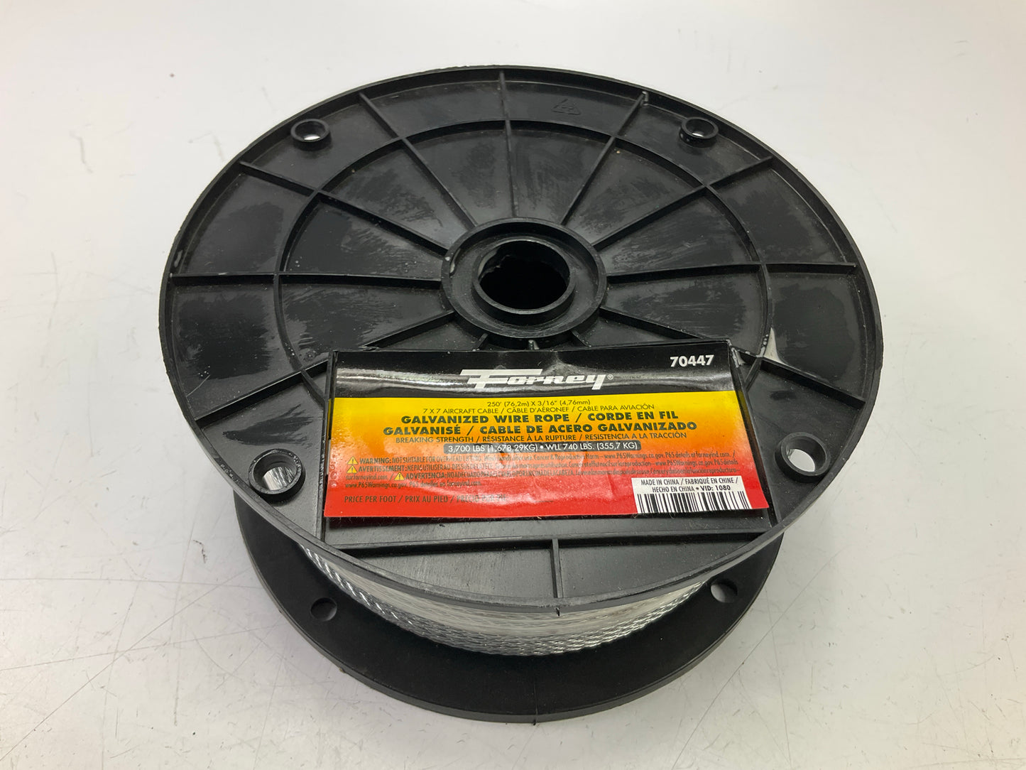 Forney 70447 Wire Rope, Aircraft Cable, 3/16 In X 250ft