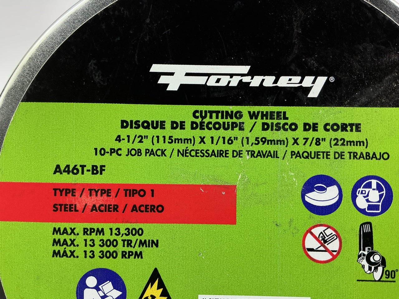 (10) Forney 71217 - Aluminum Grinding Cut-Off Wheel, 4-1/2'' X 1/16'' Type 1