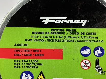 (10) Forney 71217 - Aluminum Grinding Cut-Off Wheel, 4-1/2'' X 1/16'' Type 1