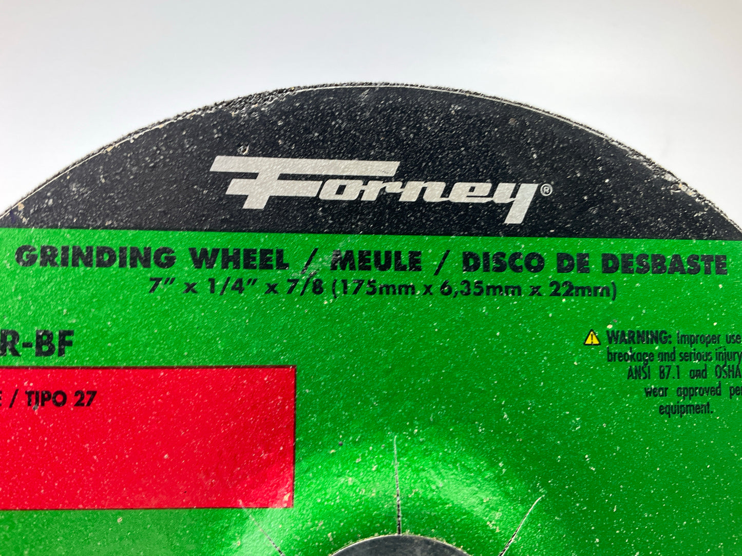Forney 71827 Grinding Wheel, Metal, Type 27, 7'' X 1/4'' Thick X 7/8'' Arbor
