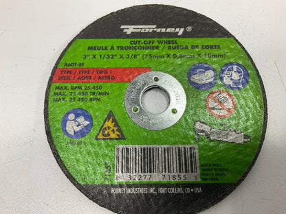 (17) Forney 71855 Steel Grinding / Cut-Off Wheel, Type 1, 3'' X 1/32'' X 3/8''