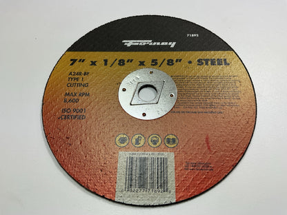 Forney 71892 Cut-Off Wheel, Metal, Type 1 (Flat), 7 In X 1/8 In X 5/8 In