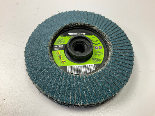 Forney 71924 Spin On Double-Sided Flap Disc, 4-1/2'' X 5/8''-11, 60/120 Grit