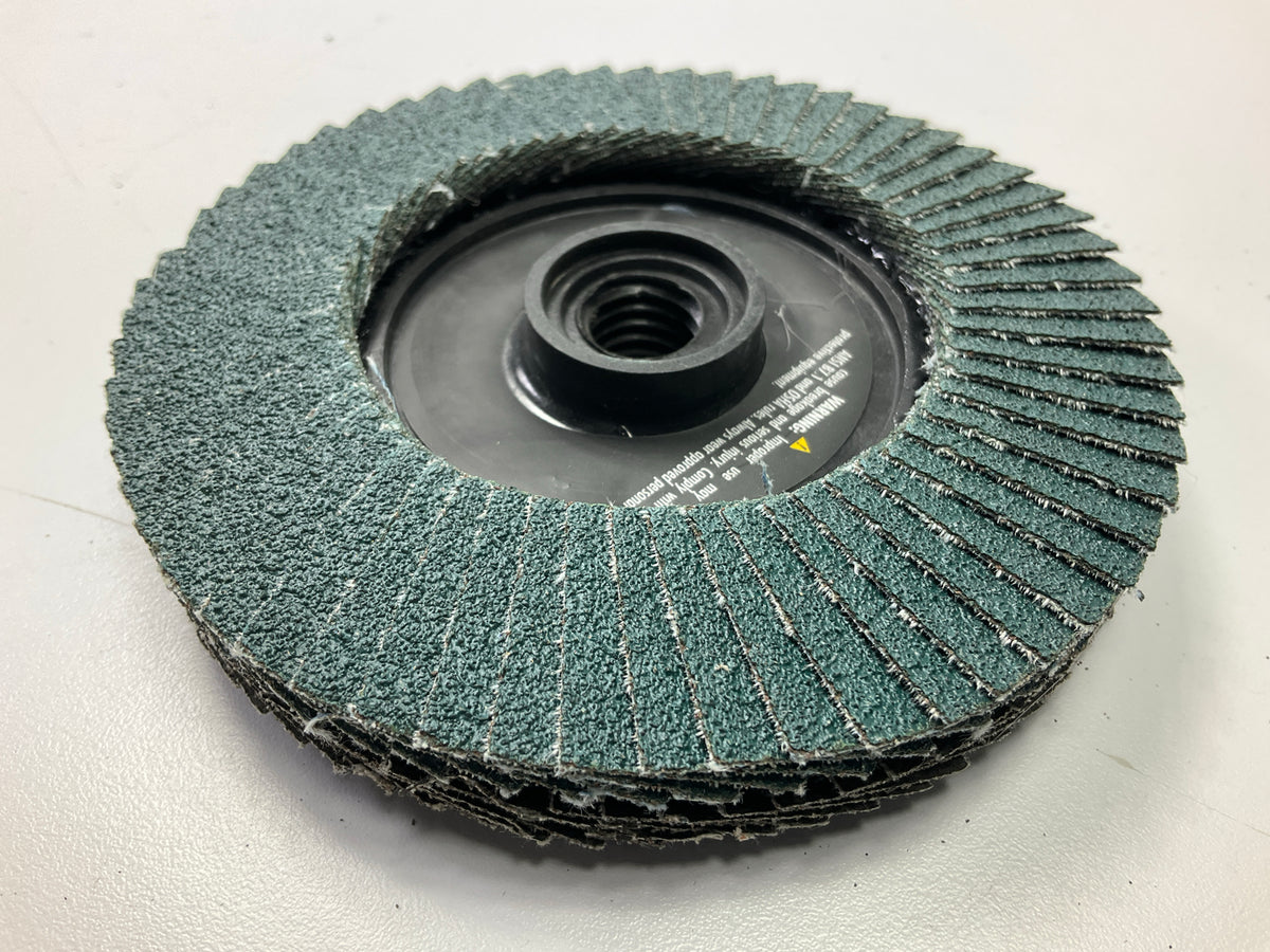 Forney 71924 Spin On Double-Sided Flap Disc, 4-1/2'' X 5/8''-11, 60/120 Grit