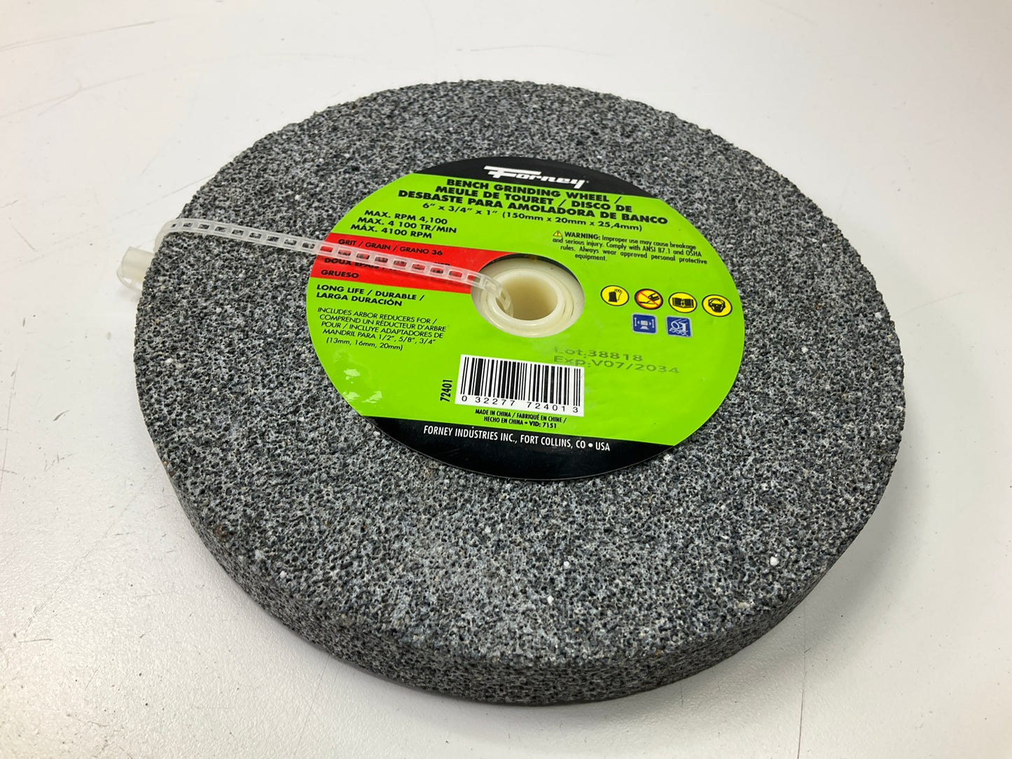 Forney 72401 Bench Grinding Wheel, 6 In X 3/4 In X 1 In
