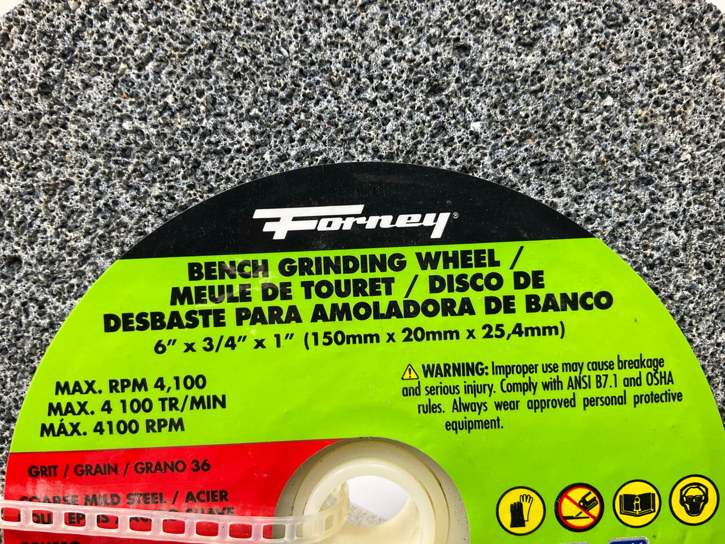 Forney 72401 Bench Grinding Wheel, 6 In X 3/4 In X 1 In